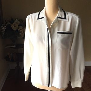 Vintage SK & co cream semi sheer blouse EUC 6